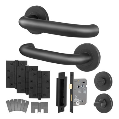 Afit Unisex Black Matt Ss Return To Door Fire Rated Handles Bath Lock 64Mm Hinges | : 150Mm X 150Mm - Image 2