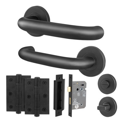 Afit Unisex Black Matt Ss Return To Door Handles Bath Lock 64Mm Hinges | Size: 150Mm X 150Mm - Image 2