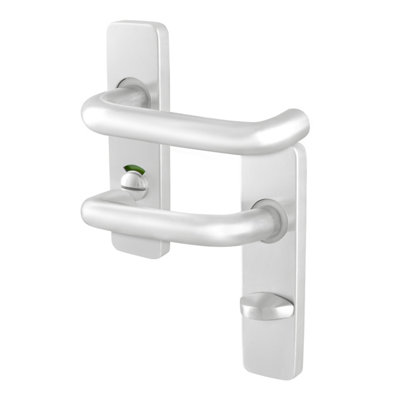 Afit Satin Aluminium Bathroom Handles19mm Return To Door Lever On Backplate Door HandlesSatin Finish from B&Q