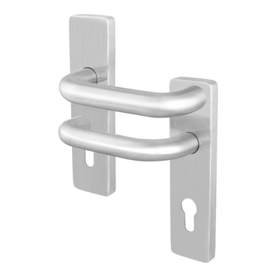 Afit Stainless Steel Euro Door Handles19mm Return To Door Lever On Backplate Handles Satin Finish from B&Q