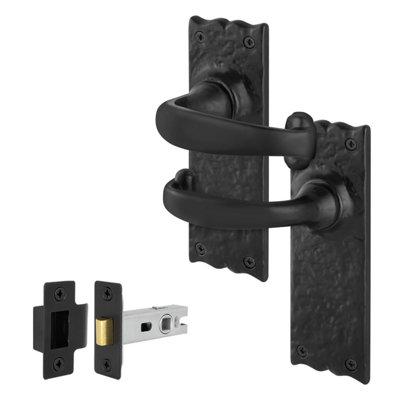 Afit Black Antique Door Handles Latch1 Pair Of Cast Iron Backplate Internal Rustic Handles And Latch 64mmCorby Range from B&Q
