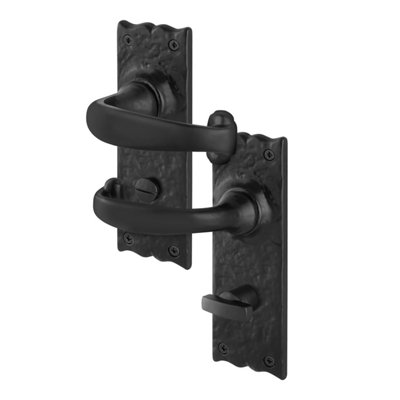 Afit Black Antique Door Handles Bathroom1 Pair Of Cast Iron Internal And External Rustic Handles On BackplateCorby from B&Q