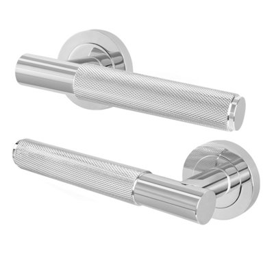 Afit Polished Chrome Door HandlesFire Rated Fd30/601 Pair Of Knurled Internal Lever HandlesNurl from B&Q