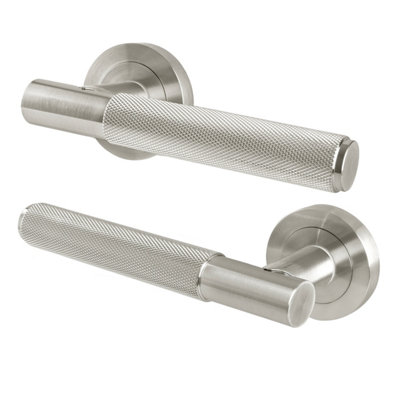 Afit Satin Nickel Door HandlesFire Rated Fd30/601 Pair Of Knurled Internal Lever HandlesNurl from B&Q