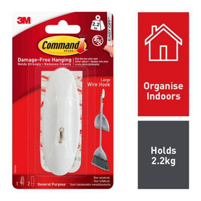 Command Stick On Hook Set White (One Size) from B&Q