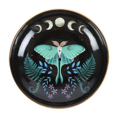 Something Different Ceramic Luna Moth Incense Holder Black/green (One Size) from B&Q