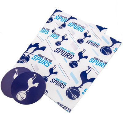  - Tottenham Hotspur Fc Text Gift Wrap Sheets (Pack Of 2) White/navy Blue (One Size)