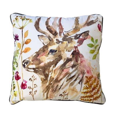 Jennifer Rose Stag Filled Cushion White/multicoloured (40Cm X 40Cm) from B&Q