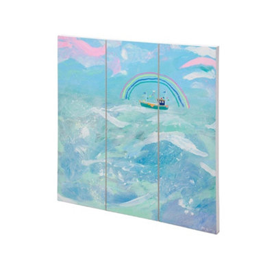  - Mary Donald Fishing Boat Plaque Blue/pink (30Cm X 30Cm)