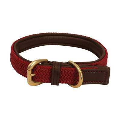 Benji & Flo Interlaced Leather Lined Dog Collar Burgundy (Xl) from B&Q