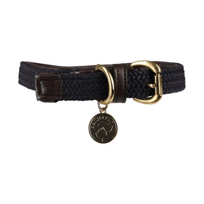Benji & Flo Interlaced Leather Lined Dog Collar Blue (M) from B&Q
