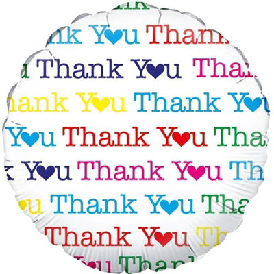 Oaktree Heart Thank You Foil Balloon White/multicoloured (One Size) from B&Q