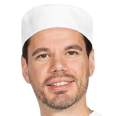  - Dennys Unisex Adult Double Band Chef Skull Cap White (Xl)
