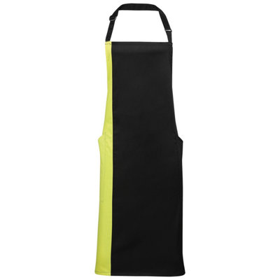  - Premier Contrast Bibbed Full Apron Black/lime (One Size)