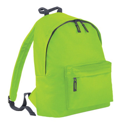 B&Q Bagbase Childrens/Kids Fashion Backpack Lime/Graphite (One ) 38Cm