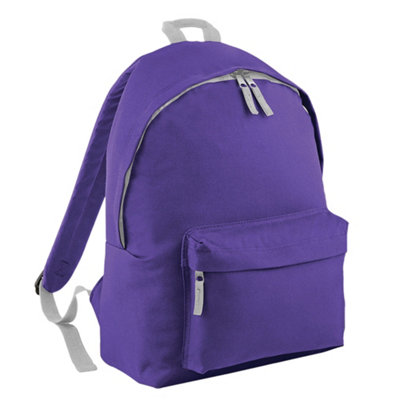 B&Q Purple/Light/Grey Bagbase Childrens/Kids Fashion Backpack / (One ) 38Cm