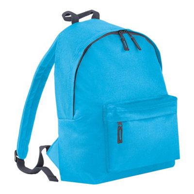 B&Q Blue Bagbase Childrens/Kids Fashion Backpack Surf /Graphite (One ) 38Cm