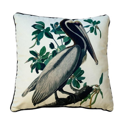 John James Audubon Brown Pelican Filled Cushion White/green/grey (40Cm X 40Cm) from B&Q
