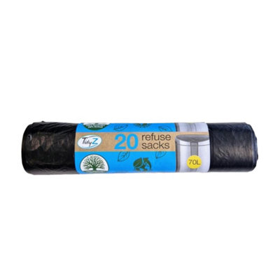 Tidyz 70L Plain Bin Bags (Pack Of 20) Black (One Size) from B&Q