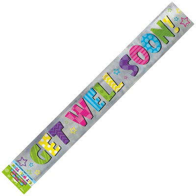 Unique Party Get Well Soon Foil Bright Banner Multicoloured (One Size) from B&Q