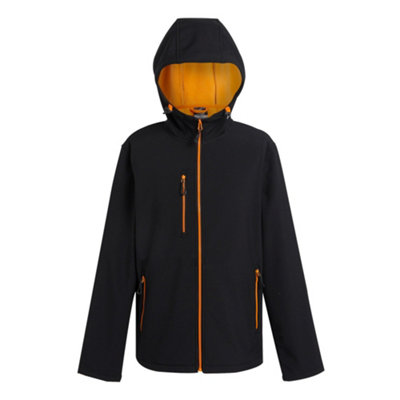  - Regatta Professional Mens 2 Layer Soft Shell Jacket Black/orange Pop (M)