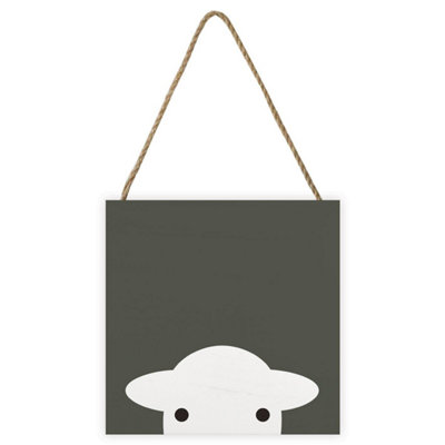 Herdy Peep Wood Plaque Grey (20Cm X 20Cm X 2.7Cm) from B&Q