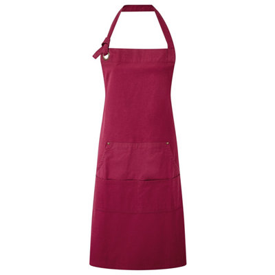  - Premier Unisex Adult Cotton Canvas Pocket Apron Burgundy (One Size)