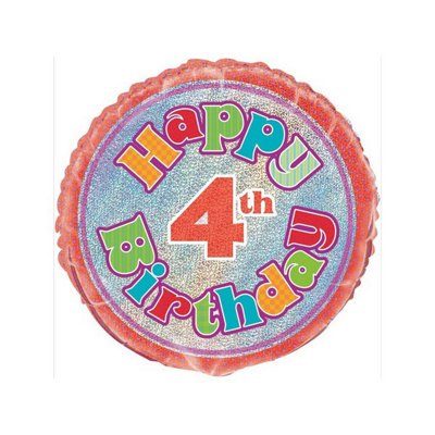 Unique Party Prism 4Th Birthday Foil Balloon Multicoloured (One Size) from B&Q