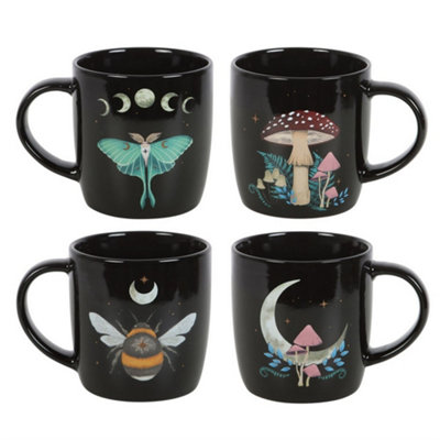 Something Different Dark Forest Mug (Pack Of 4) Black/multicoloured (One Size) from B&Q