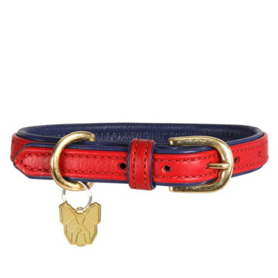 Digby & Fox Leather Padded Dog Collar Scarlet (XxsNeckline: 23Cm-28Cm)