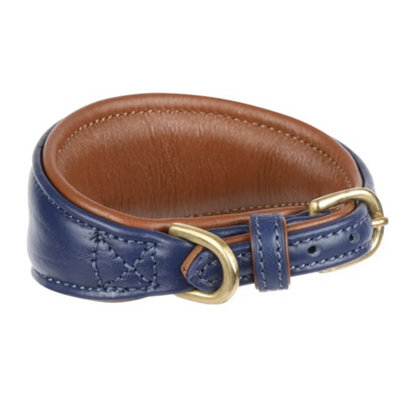 Digby & Fox Leather Padded Greyhound Dog Collar Navy (MNeckline: 29Cm-34Cm) from B&Q