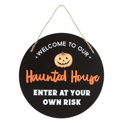 Something Different Unisex Jet Black Haunted House Round Plaque In - Image 3
