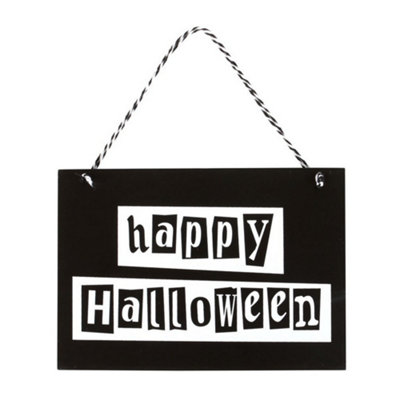  - Something Different Happy Halloween Hanging Plaque Black/white (One Size)