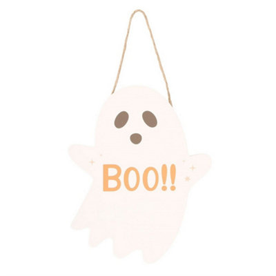 B&Q White Something Different Boo Ghost Plaque Off (One ) 20Cm