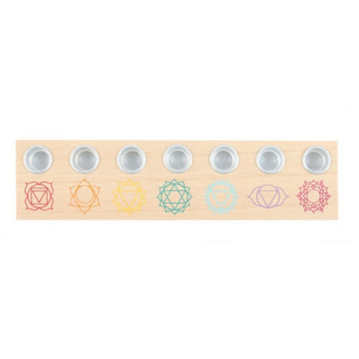 Something Different Energy Seven Chakra Wood Candle Holder Beige (One Size) from B&Q