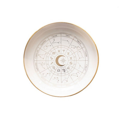 B&Q White Something Different Astrology Wheel Trinket Dish Off (One ) 10.6Cm