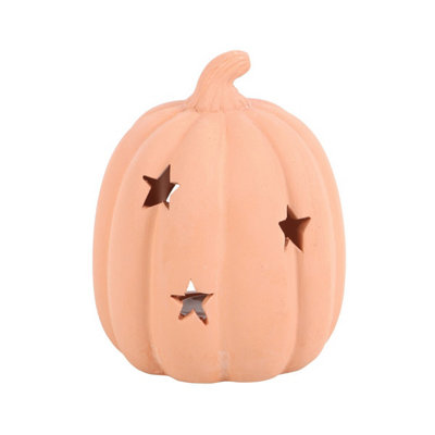 Something Different Terracotta Pumpkin Halloween Tea Light Holder - Orange - Image 3