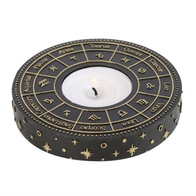 Something Different Astrology Wheel Tealight Holder Black/gold (One Size) from B&Q