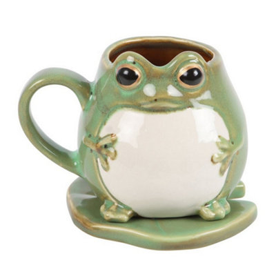 Something Different Frog Mug & Saucer Green/white (One Size) from B&Q