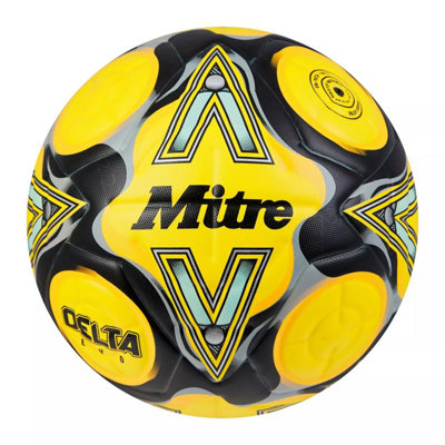 B&Q Yellow/Black/Grey Mitre Delta Evo Football (5) Size 5
