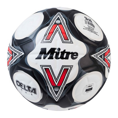 B&Q White/Black/Red Mitre Delta Evo Football (5) Size 5