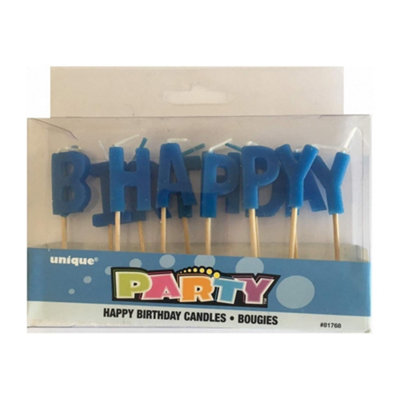 Unique Party Happy Birthday Pick Candles Blue (One Size) from B&Q