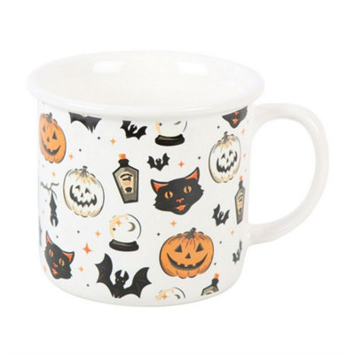 Something Different Spooky Cat And Pumpkin Mug White/black/orange (One Size) from B&Q