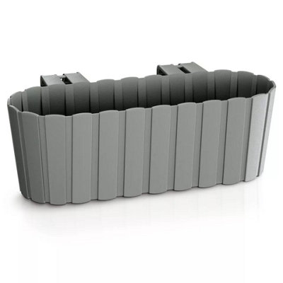 Urbn-Living Urbnliving 13Cm Height Grey Plastic Balcony Wood Look Hanging Flower Plant Garden Indoor Outdoor Herb Pots from B&Q