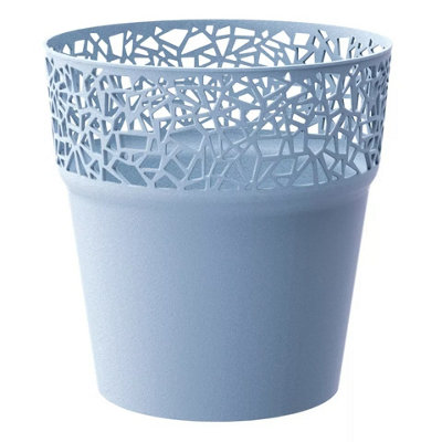 Urbn-Living Urbnliving 18Cm Height Blue Set Of 2 Mini Plastic Flower Plant Garden Indoor Outdoor Herb Planter Pots Modern from B&Q
