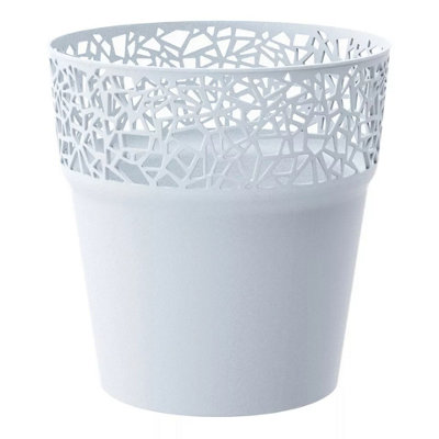Urbn-Living Urbnliving 18Cm Height White Set Of 2 Mini Plastic Flower Plant Garden Indoor Outdoor Herb Planter Pots Modern from B&Q