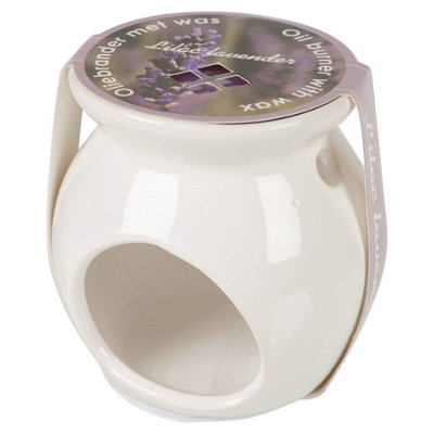 Urbn-Living Urbnliving 8 Cm Height White Ceramic Scented Candle Burner With Wax Tart Scents Fragrance Lilac Lavender from B&Q