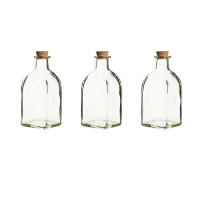 Urbn-Living Urbnliving 250Ml 3Pcs Glass Storage Bottle Jars Vials Cork Stopper Lid Kitchen Cruet Food Set from B&Q