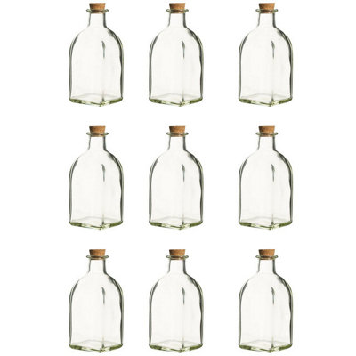 Urbn-Living Urbnliving 250Ml 9Pcs Glass Storage Bottle Jars Vials Cork Stopper Lid Kitchen Cruet Food Set from B&Q
