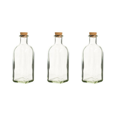 Urbn-Living Urbnliving 500Ml 3Pcs Glass Storage Bottle Jars Vials Cork Stopper Lid Kitchen Cruet Food Set from B&Q